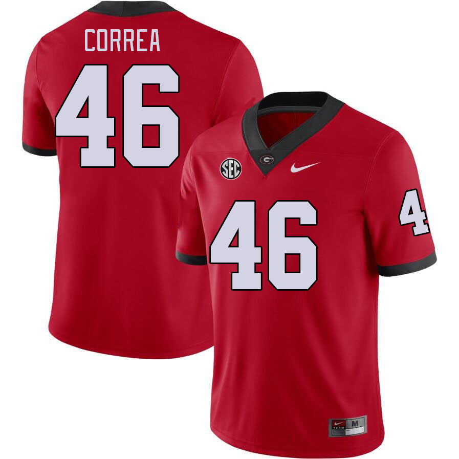 Men #46 Andrew Correa Georgia Bulldogs College Football Jerseys Stitched-Red - Click Image to Close